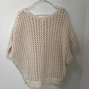 Free People Crotchet Sweater, Chunky, Boho, Cream, Small